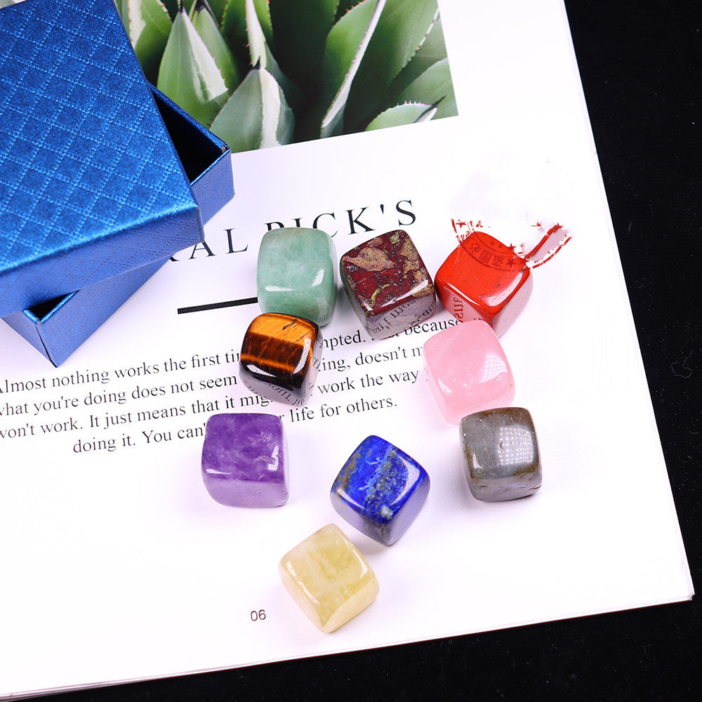 Natural Crystal Block Gravel Energy Gem Chakra Crystal 9 Gift Box