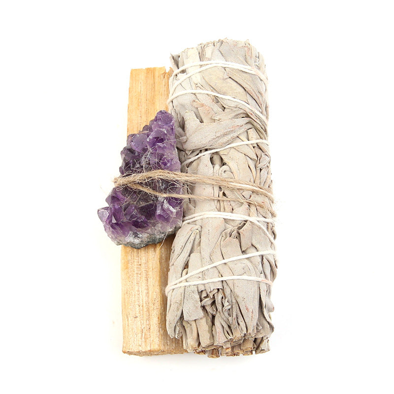 White Sage with Palo Santo Stick & Rough Crystal Gem