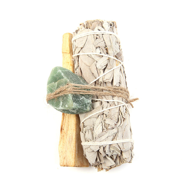 White Sage with Palo Santo Stick & Rough Crystal Gem