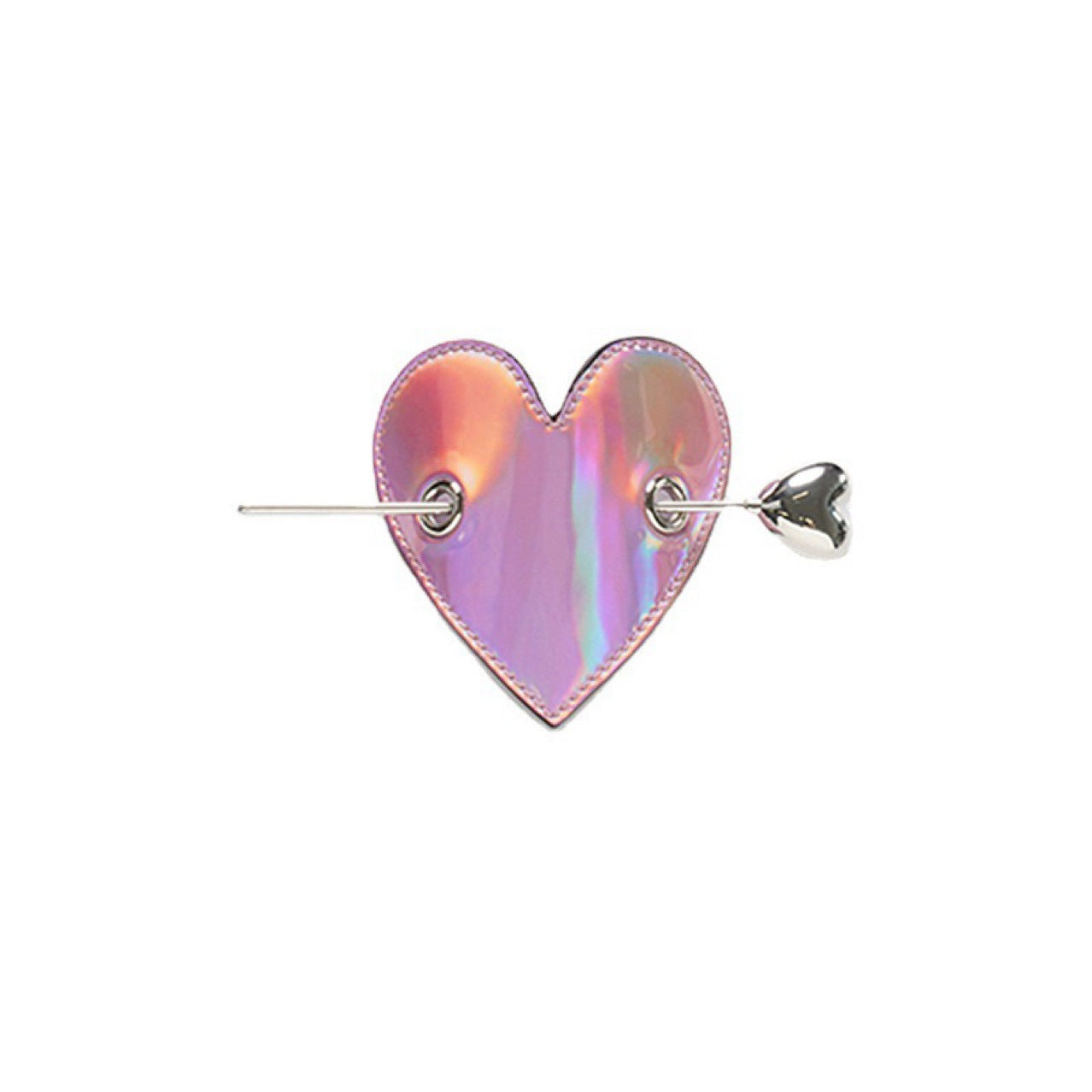 Overlock Heart Leather Sequin Glossy Heart Hairpin