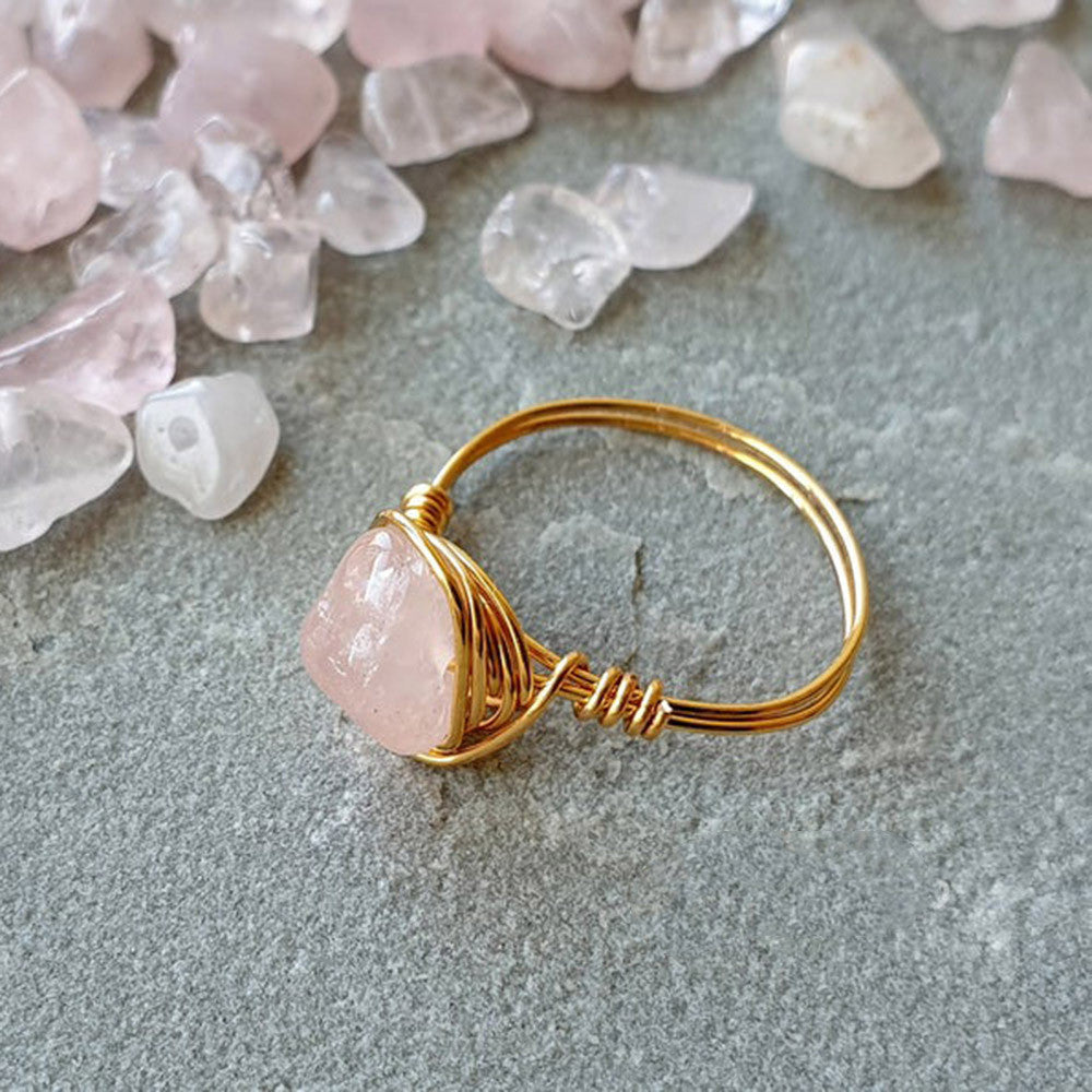 Profiled Crystal Ring Copper Wire Woven Natural Gem