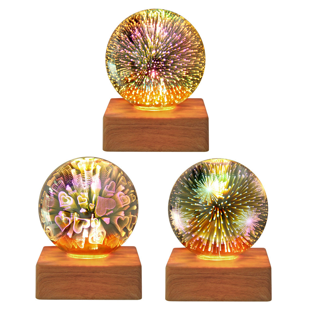 3D Firework Crystal Ball Romantic Star LED Night Light Home Decorations USB Plug-in