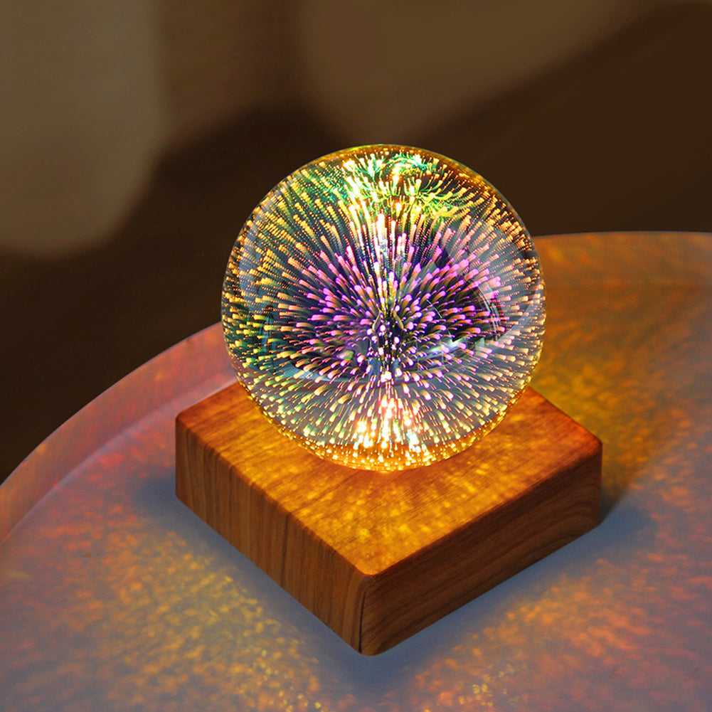 3D Firework Crystal Ball Romantic Star LED Night Light Home Decorations USB Plug-in