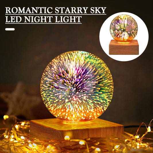 3D Firework Crystal Ball Romantic Star LED Night Light Home Decorations USB Plug-in