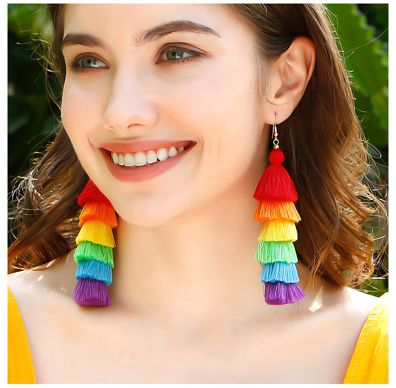 Bohemian Vacation Style Tassel Earrings